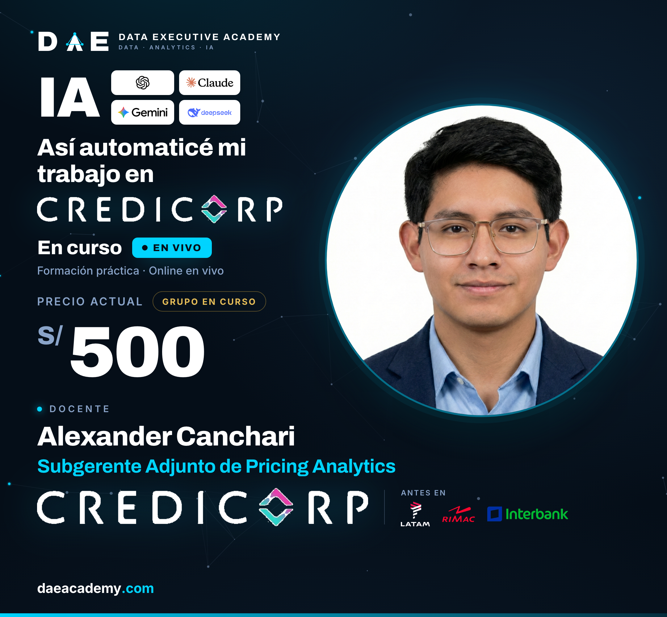 IA para Automatizar tu Trabajo · En curso · S/500 · Alexander Canchari