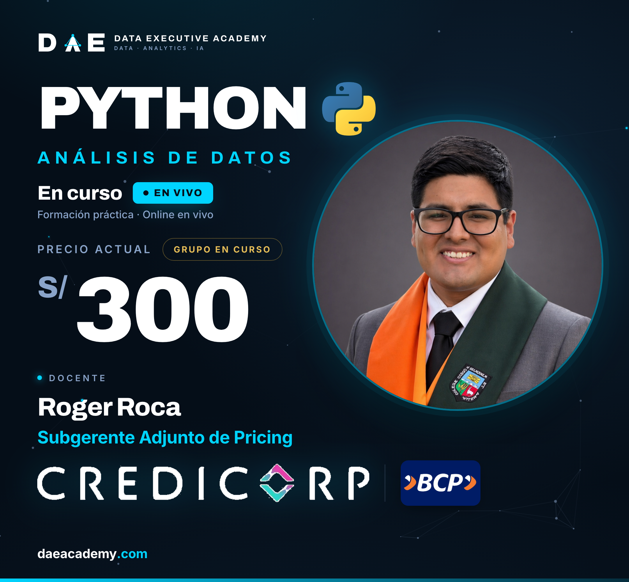 Python para Análisis de Datos · En curso · S/300 · Roger Roca