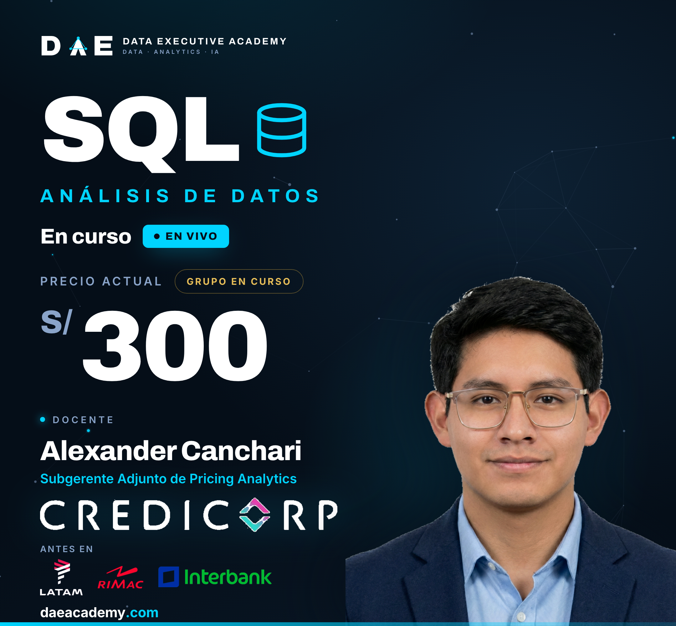 SQL para Análisis de Datos · En curso · S/300 · Alexander Canchari